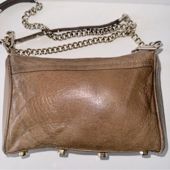 Rebecca Minkoff Mini MAC Convertible Crossbody Bag Taupe Gold Leather - Picture 7 of 15